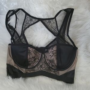 VS long line lace black nude bra top 34C